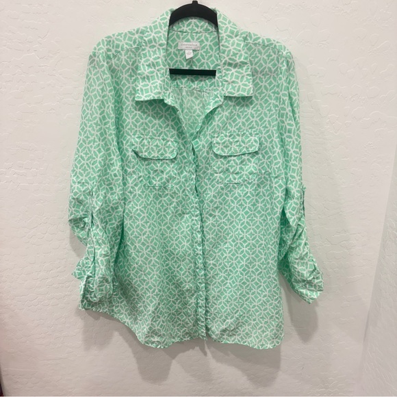 Charter Club Womens Clip Dot Wrap Top White Size Large main image 0